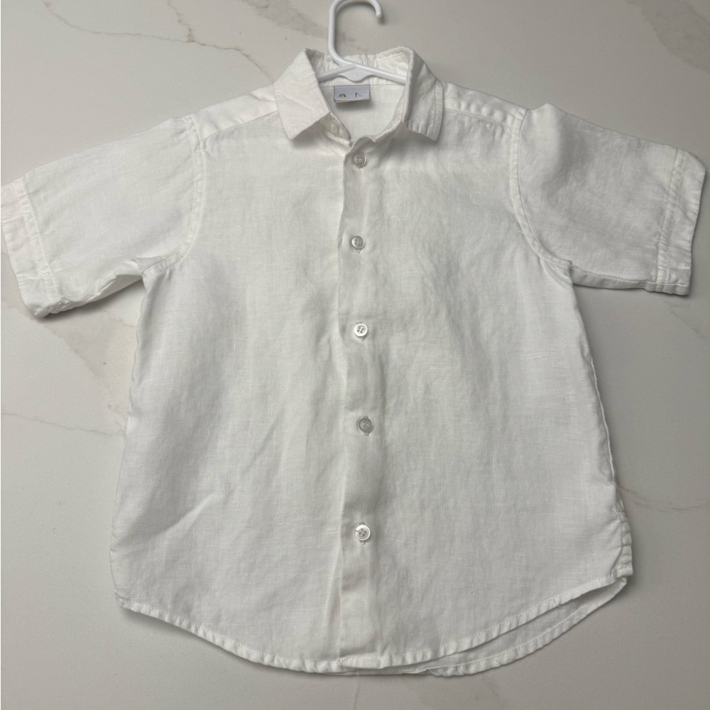 Florence Eiseman White Linen Button Down Kids Shirt